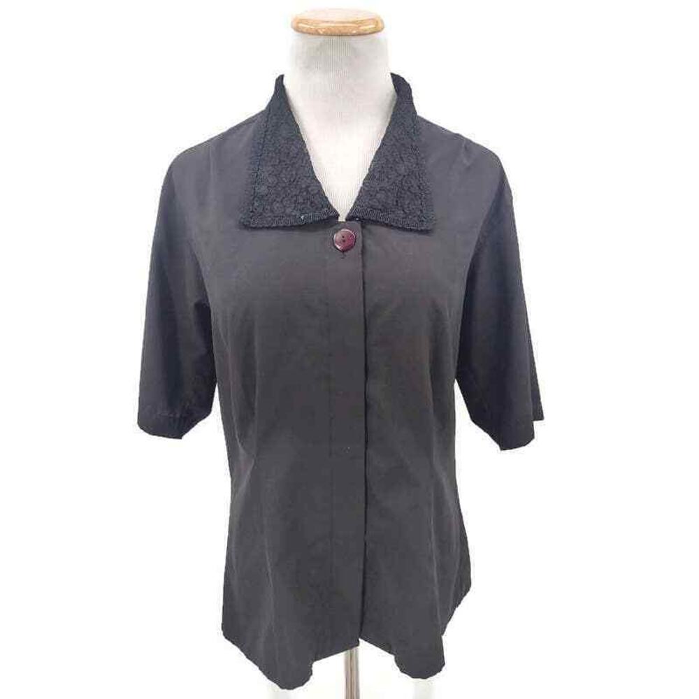 Vintage Johnathan Logan Black lace collar Dark Academia fitted button up size 10